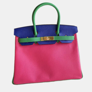 Hermes Tricolor Epsom Leather Gold Finished Birkin 30 Bag