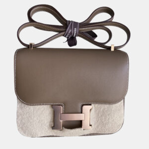 Hermes Etoupe Tadelakt Leather Constance 18 Shoulder Bag