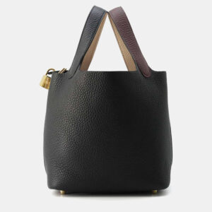 Hermes Black, Macassar & Beige Marfa Taurillon Clemence Leather Picotin Lock 18 Bag