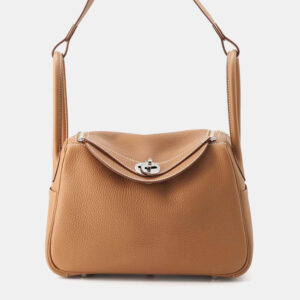 Hermes Gold Taurillon Clemence Leather Lindy 26 Bag