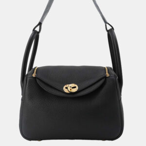 Hermes Black Taurillon Clemence Lindy 26 Handbag