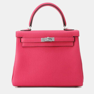 Hermes Kelly 25 Rose Mexico Togo Leather Top Handle Bag