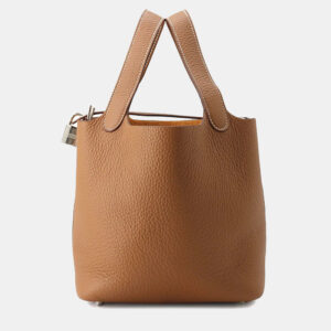 Hermes Picotin Lock 18 Gold Taurillon Clemence Leather Top Handle Bag