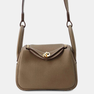 Hermes Lindy Mini Etoupe Taurillon Clemence Leather Shoulder Bag