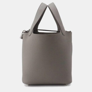Hermes Picotin Lock 18 Gris Meyer Taurillon Clemence Leather Top Handle Bag
