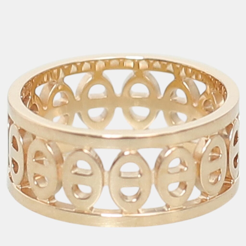 luxury-women-hermes-used-accessories-p1055134-003 Hermes 18k Rose Gold Chaine d'ancre Divine Ring EU 51