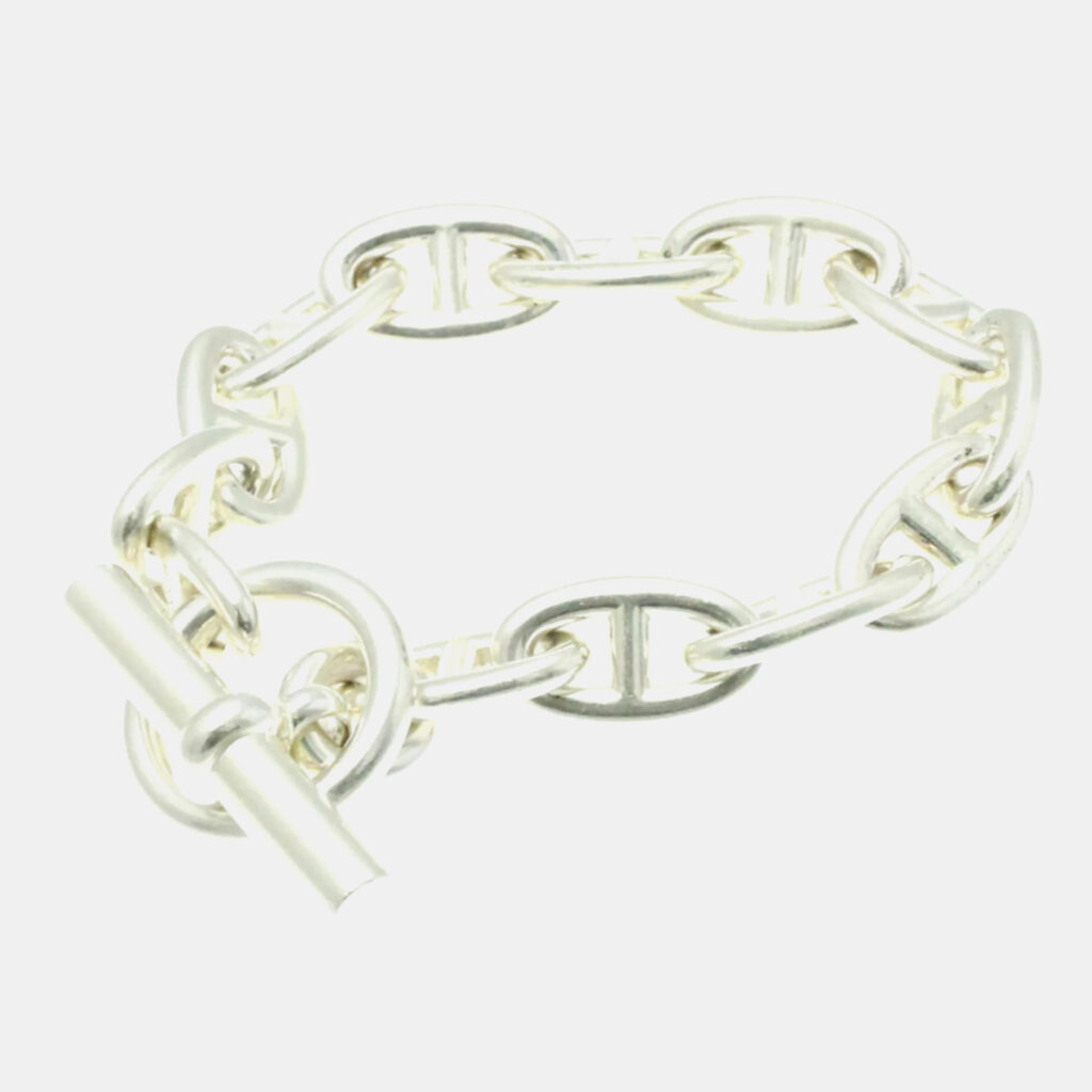 luxury-women-hermes-used-accessories-p1098353-007 Hermes Chaine D'Ancre Gm Silver 925 No Stone Charm Bracelet Silver