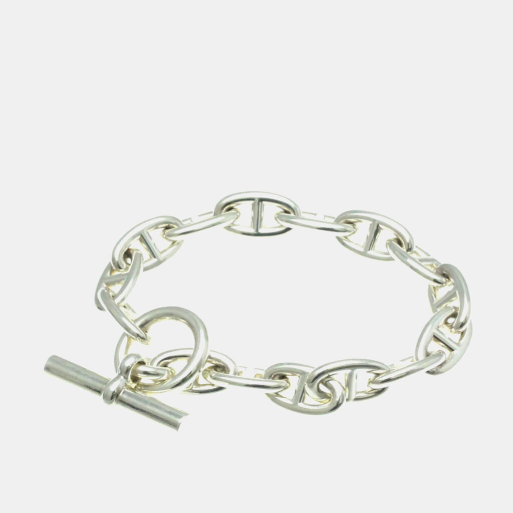 luxury-women-hermes-used-accessories-p1107210-003 Hermes Silver 925 Chaine D'Ancre Charm Bracelet