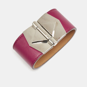 Herm&egrave;s B&eacute;r&eacute;nice Cuir Leather Palladium Plated Bracelet