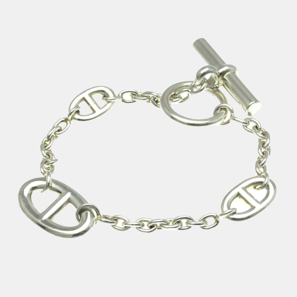 luxury-women-hermes-used-accessories-p1136638-017 Hermes Silver Chaine D'ancre LG Chain Bracelet