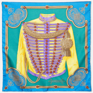 Herm&egrave;s Blue/Green Brandebourgs Silk Gavroche