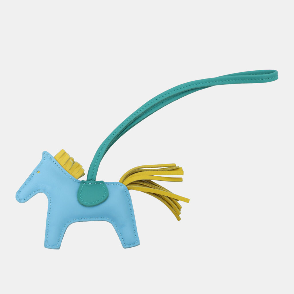 luxury-women-hermes-used-accessories-p1163014-001 Hermes Blue Swift Calfskin Rodeo PM Charm