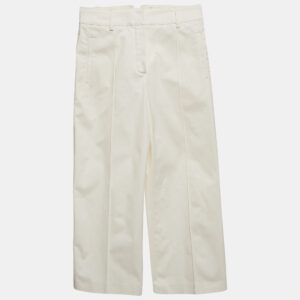 hermes white cotton straight leg trousers s