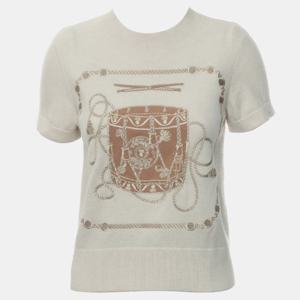 luxury-women-hermes-used-clothes-p1147279-004 Hermes Sandstone Wool Les Tambours Top FR Women 36