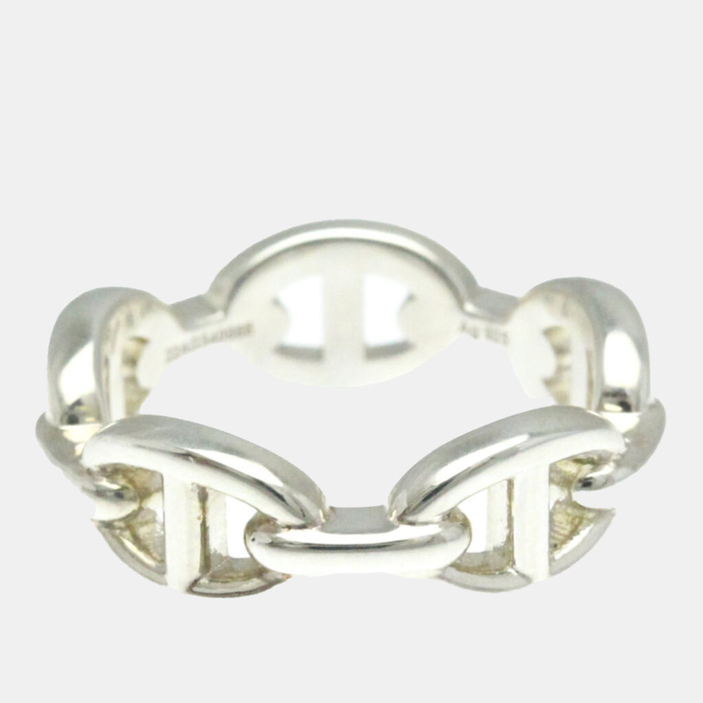 luxury-women-hermes-used-fine-jewelry-p1132223-004 Hermes Silver Chaine d'ancre Ring EU 55