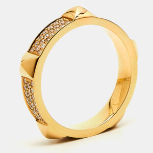 Hermes Clou D'H Ring Diamonds 18k Rose Gold Ring Size 52