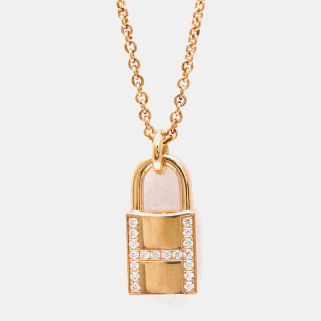 Hermes Cadena 18K Rose Gold Diamond Pendant Necklace