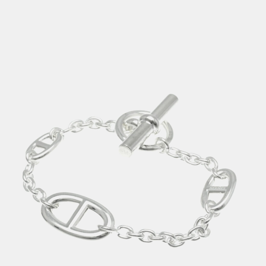 luxury-women-hermes-used-fine-jewelry-p1165374-001 Hermes Chaine D'ancre Farandole Silver Charm Bracelet