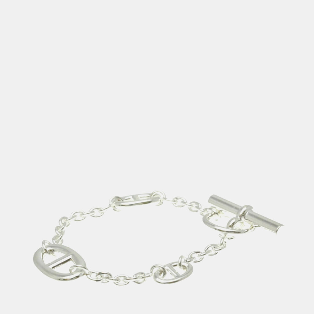 luxury-women-hermes-used-fine-jewelry-p1167291-001 Hermes Chaine Dancre Farandole Silver Charm Bracelet
