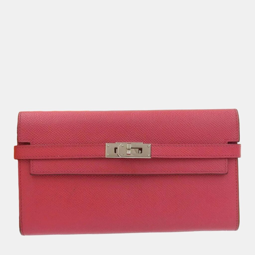 luxury-women-hermes-used-handbags-p1027084-010 Hermes Rose Epson Kelly Long Wallet