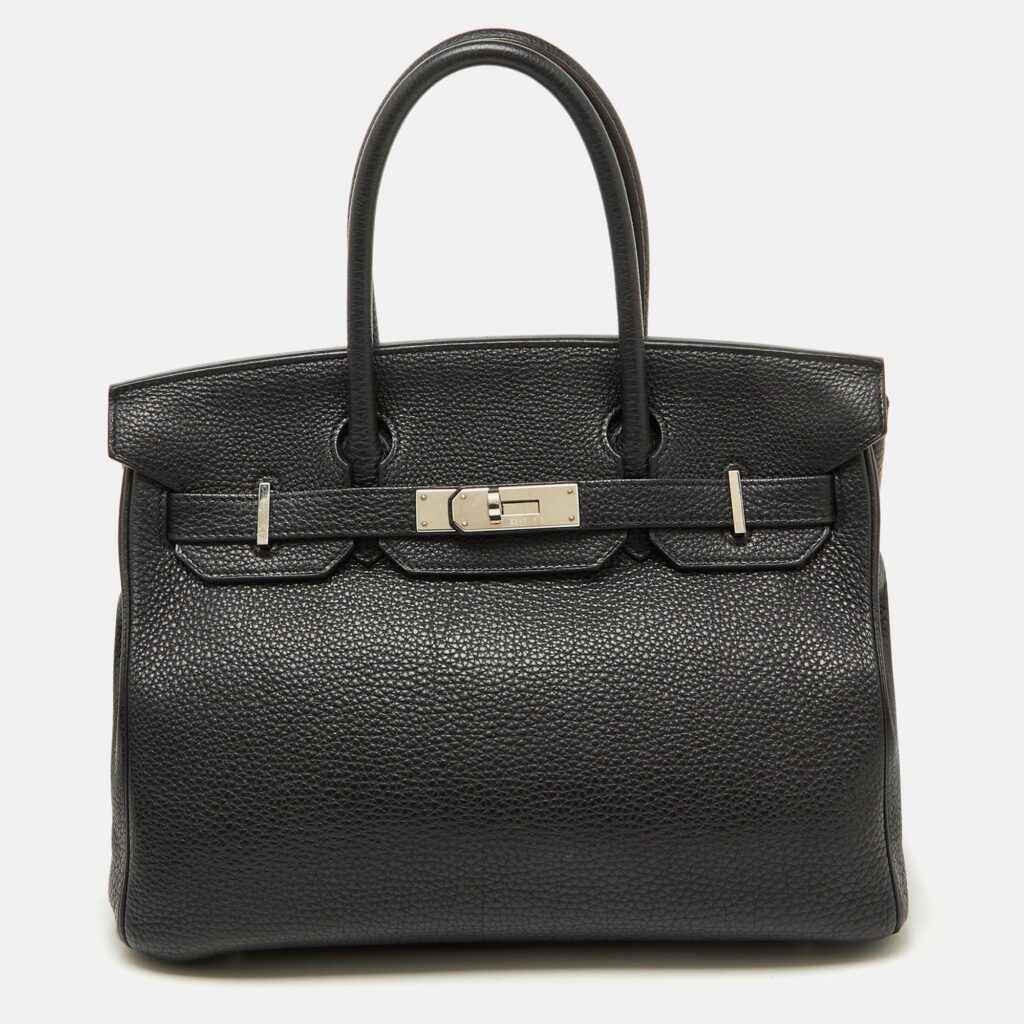 luxury-women-hermes-used-handbags-p1093470-028 Hermes Noir Togo Leather Palladium Finish Birkin 30 Bag