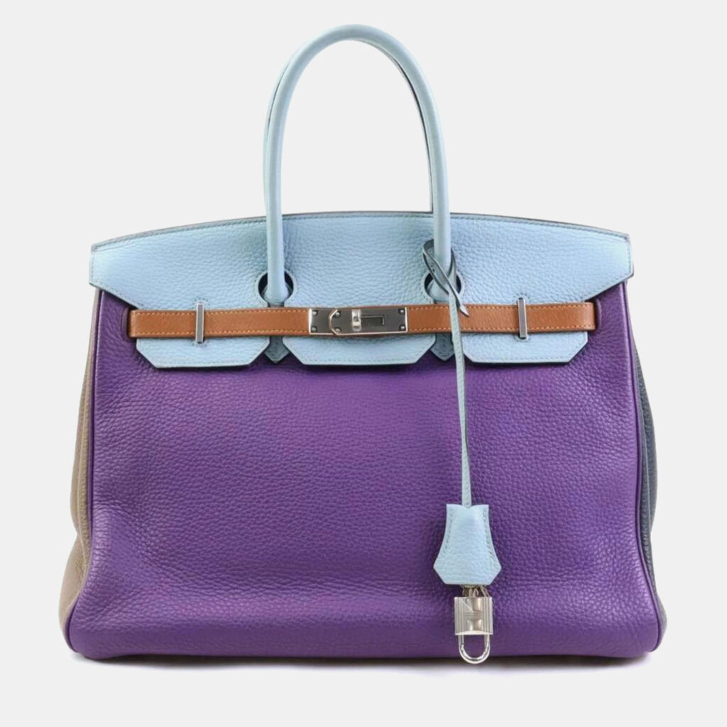 luxury-women-hermes-used-handbags-p1094629-002 Hermes Multicolor Taurillon Clemence Leather Birkin 35 Tote Bag