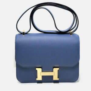 Hermes Agate Blue Evercolor Leather Constance 19 Bag