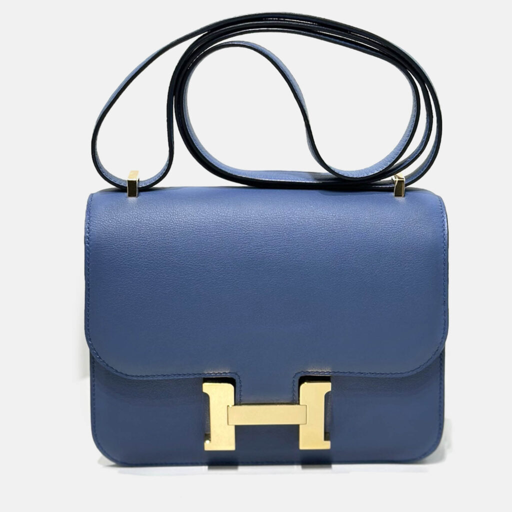luxury-women-hermes-used-handbags-p1100387-009 Hermes Agate Blue Evercolor Leather Constance 19 Bag