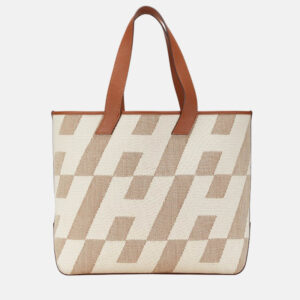 Hermes Gold and Ecru Swift and Toile Cabas H En Biais 40 Tote Bag