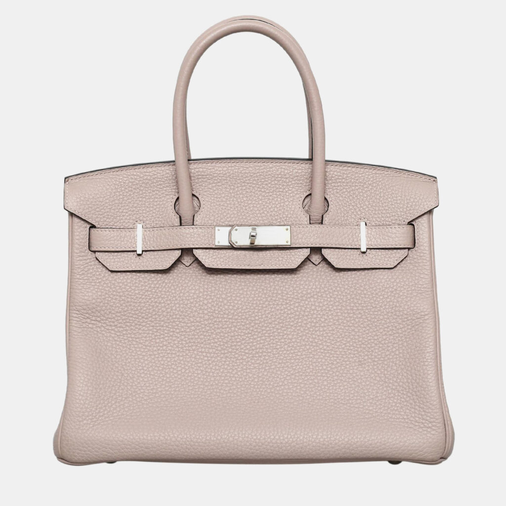 luxury-women-hermes-used-handbags-p1101000-001 Hermes Glycine Clemence Leather Birkin 30 Bag