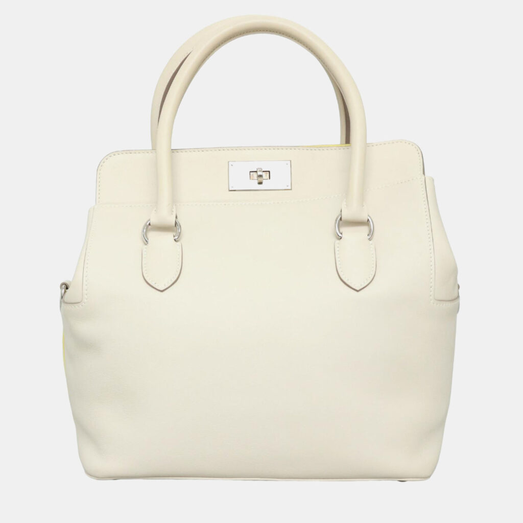 luxury-women-hermes-used-handbags-p1101023-006 Hermes Craie Soufre, yellow, beige Swift Leather Toolbox 26 Bag