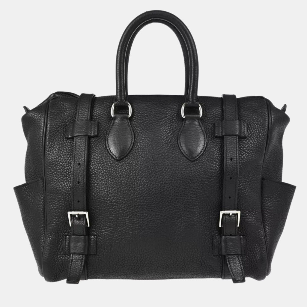 luxury-women-hermes-used-handbags-p1104893-007 Hermes Black Taurillon Clemence Pursangle 31 Handbag