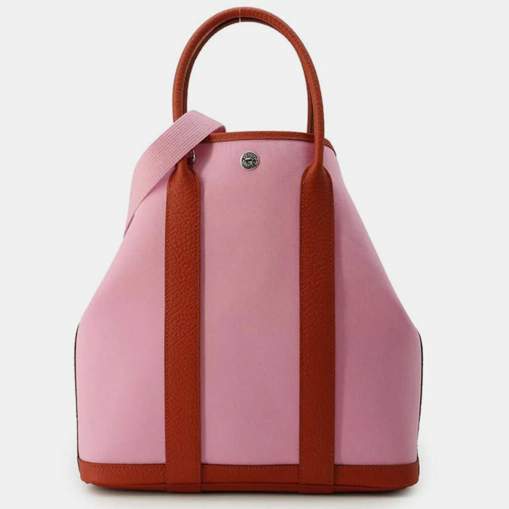 luxury-women-hermes-used-handbags-p1111203-002 Hermes Pink/Rouge Duchesse Toilet Officer Vache Leather Garden Party 36 Bag