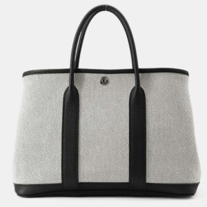 Hermes Ecru/Black Negonda Leather Toile H Garden Party TPM Bag