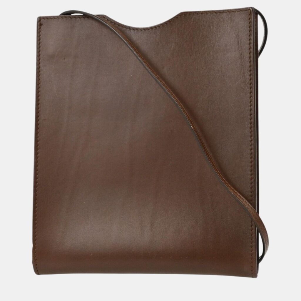 luxury-women-hermes-used-handbags-p1112250-003 Hermès Havane Box Calf Onimaitou Pochette Shoulder Bag