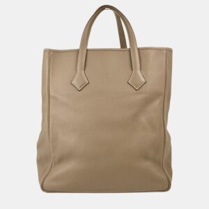 Hermes Etoupe Grey Taurillon Clemence Leather Victoria Tote Bag