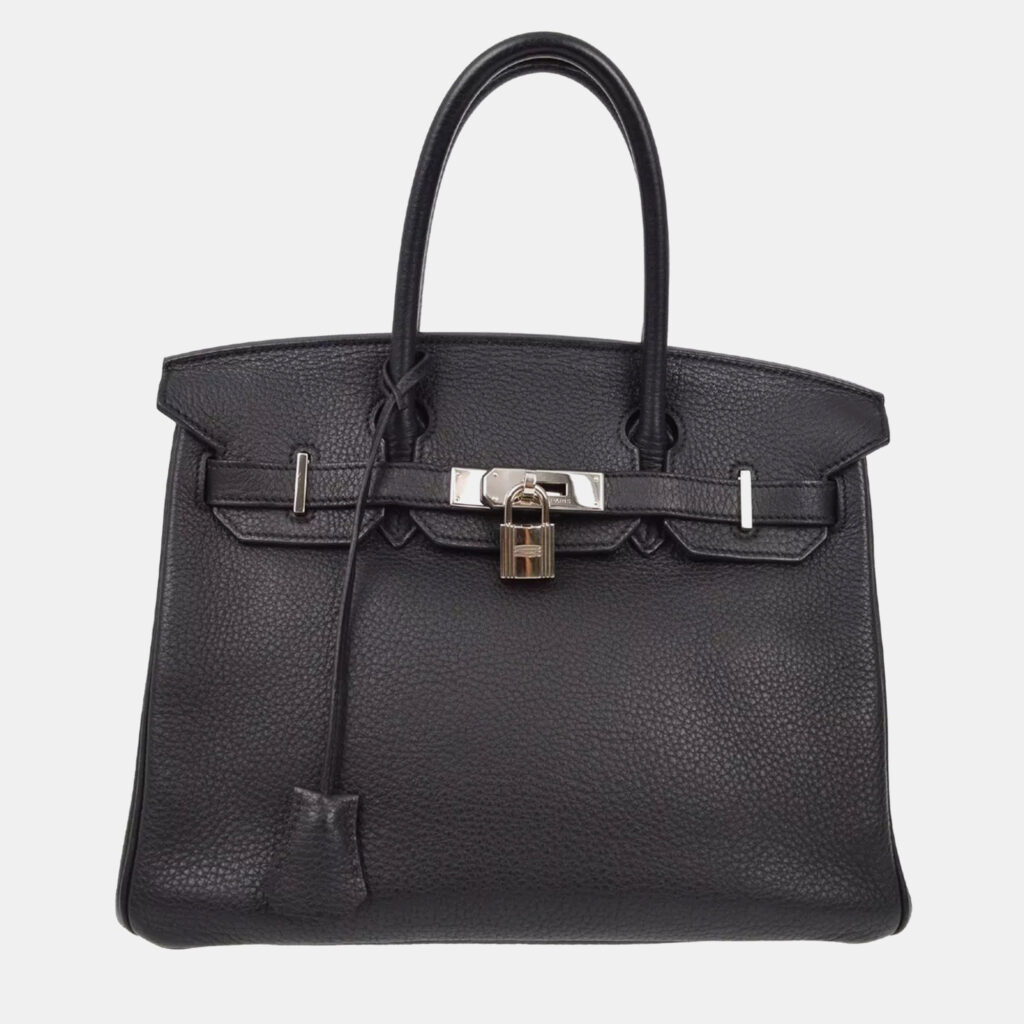 luxury-women-hermes-used-handbags-p1115475-004 Hermes Black Taurillon Clemence Birkin 30 Handbag