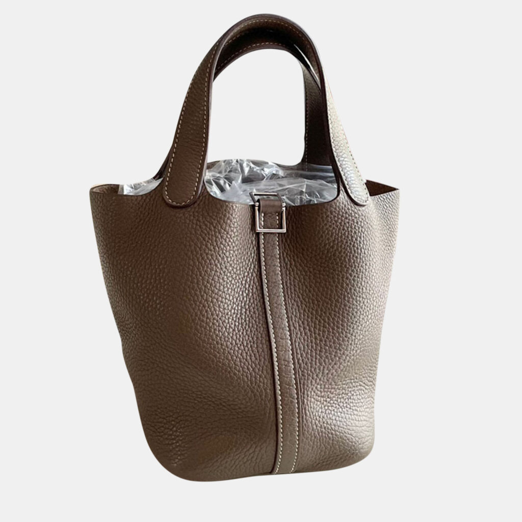 luxury-women-hermes-used-handbags-p1131727-002 Hermes Brown Leather Picotin Lock 18 Handbag