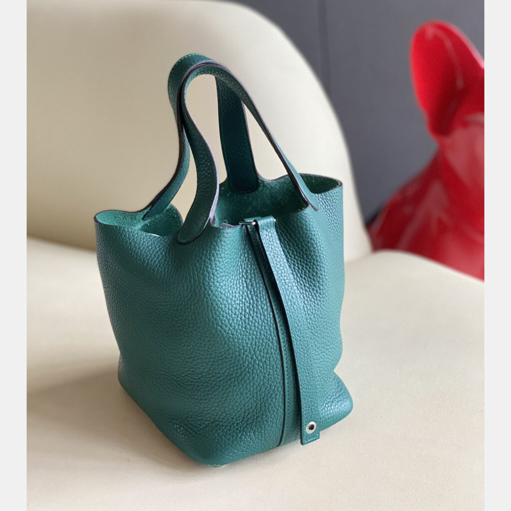 luxury-women-hermes-used-handbags-p1131814-001 Hermes Green Palladium Hardware Picotin 18 Handbag