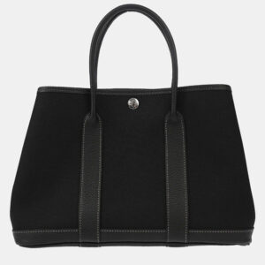 Hermes Black Toile Garden Party TPM Tote Bag