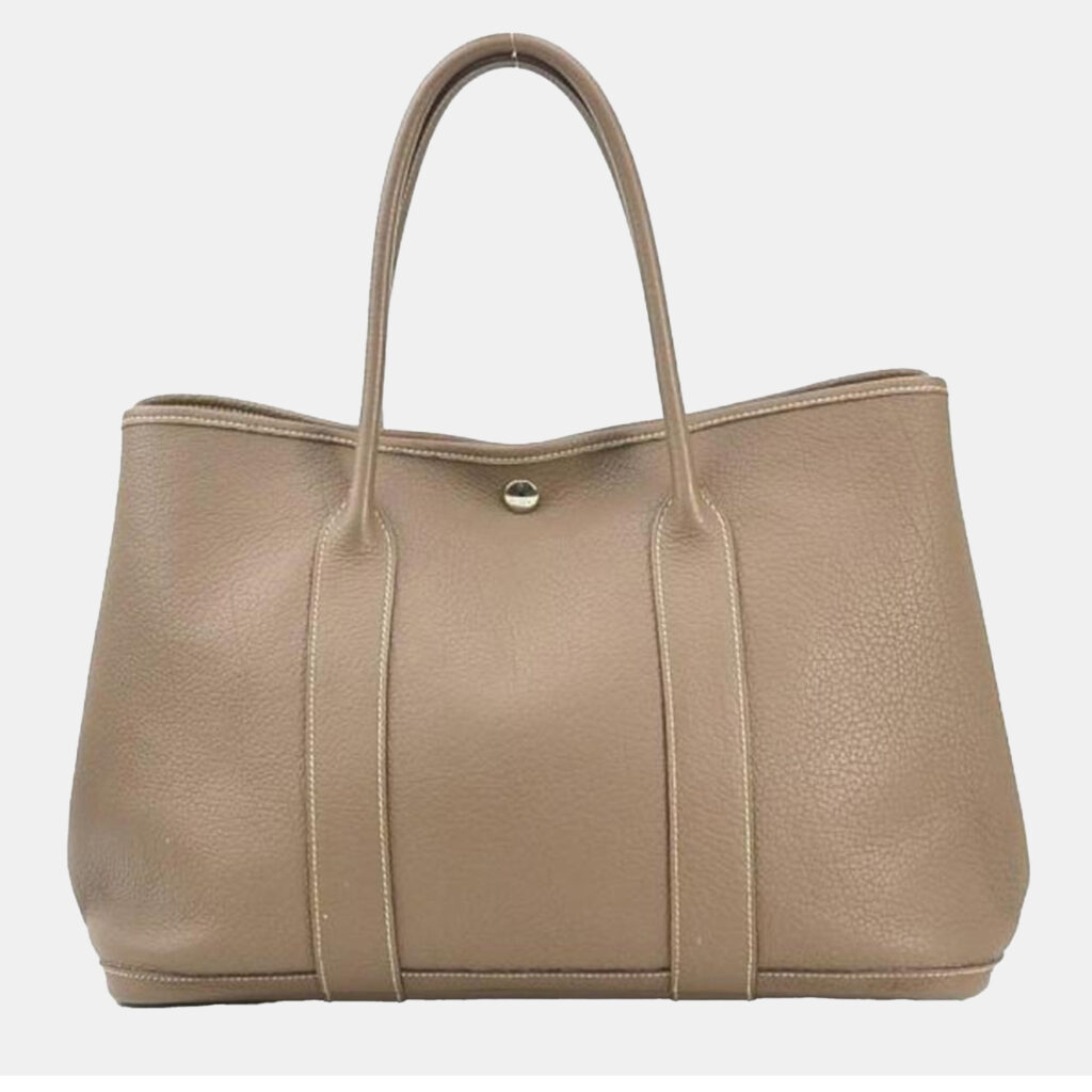 luxury-women-hermes-used-handbags-p1137366-002 Hermes Etoupe Leather Garden Party 36 Tote Bag