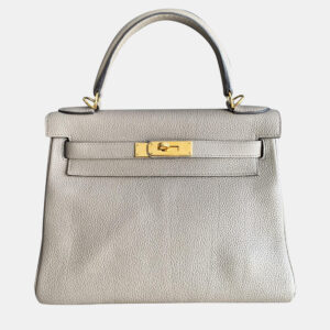 Hermes Gris Asphalte Togo Leather Kelly 28 Top Handle Bag