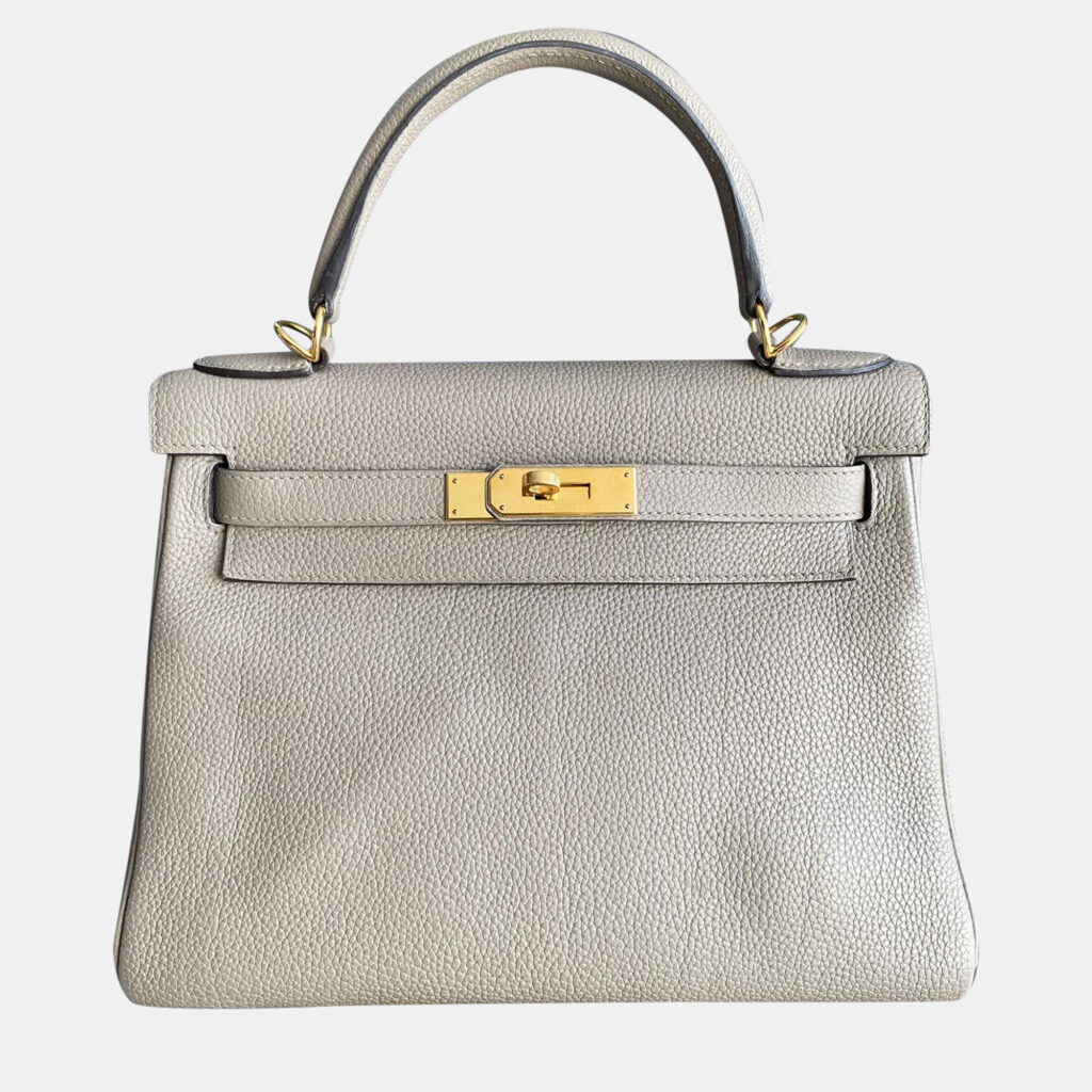Hermes Gris Asphalte Togo Leather Kelly 28 Top Handle Bag