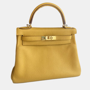Hermes Amber Yellow Togo Leather Kelly 28 Top Handle Bag