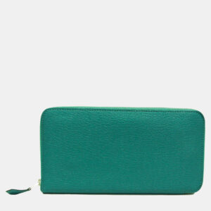 Hermes Green Chevre Myzore Leather Azap Long Wallet
