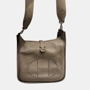 Hermes Etoupe Clemence Leather Evelyne 29 Crossbody Bag