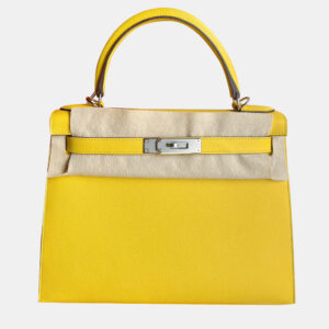 Hermes Naples Yellow Epsom Leather Kelly 28 Top Handle Bag
