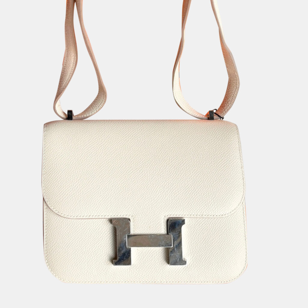 luxury-women-hermes-used-handbags-p1143470-001 Hermes Milk White Epsom Leather Constance 19 Shoulder Bag