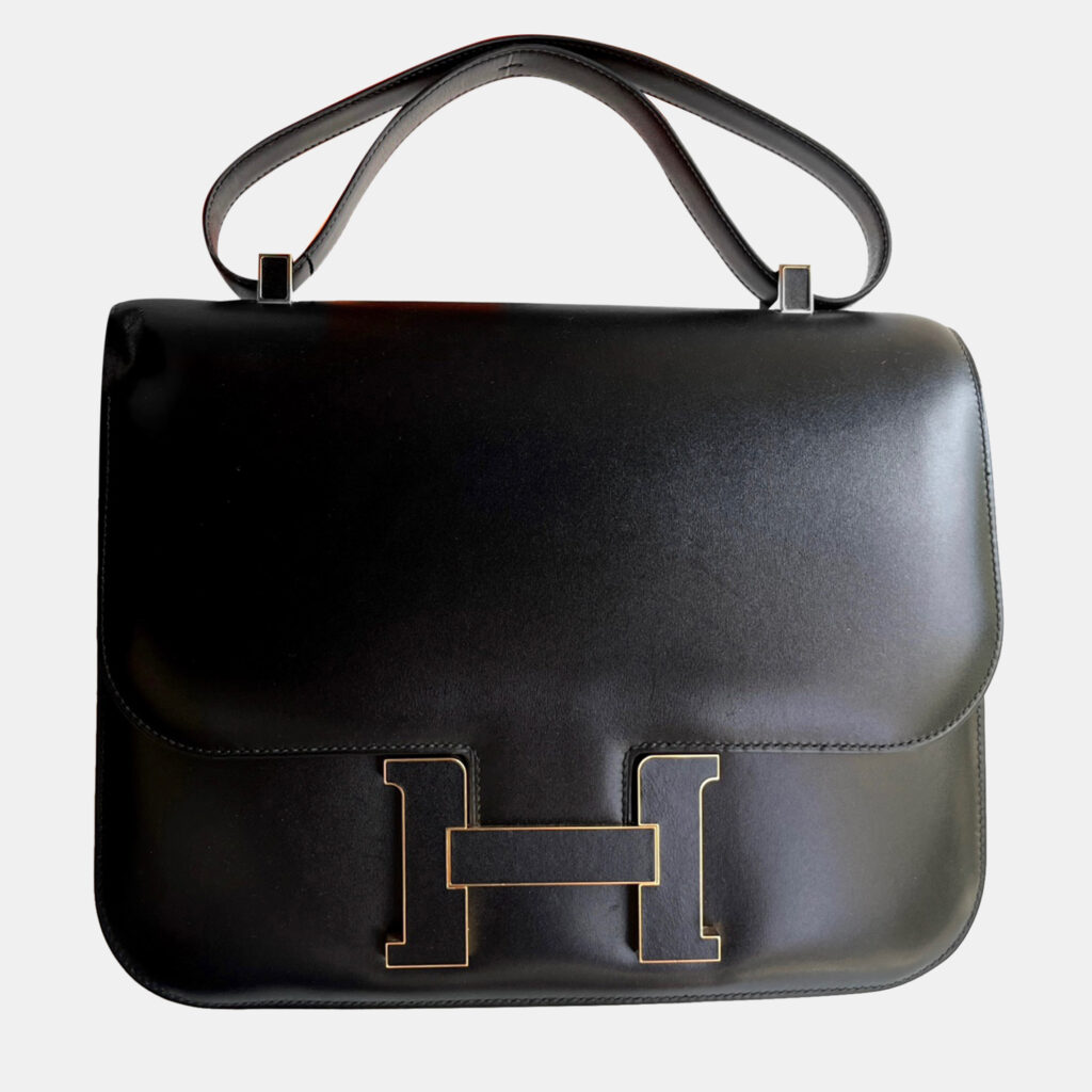 luxury-women-hermes-used-handbags-p1143473-001 Hermes Black Box Calf Leather Constance 30 Shoulder Bag
