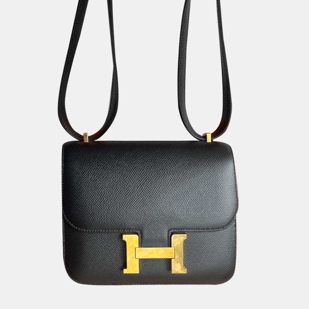 luxury-women-hermes-used-handbags-p1143474-001 Hermes Black Epsom Leather Constance 19 Shoulder Bag